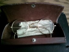ANTIQUE G.F. SHUR-ON Wire Rim GLASSES, Round Spectacles, Ear Hook W/ Case picture