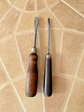Vintage Old Wooden Handle Screwdrivers Unbranded - Lot of 2 picture