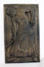Antique Vintage Bronze 1920s German Industry Foundry Worker Bas Relief Plaque JR picture