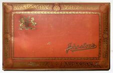 Vintage Johnston's Chocolate Advertising Tin Candy Box Top Hinged Lid Orange Red picture