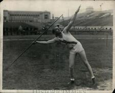1930 Press Photo Unknown athlete prepares to throw the javelin - net07848 picture