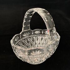 Vintage Beautiful Heavy Crystal Glass BASKET with Handle Lovely Pattern picture