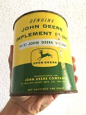 VTG 50s John Deere Implement Oil Paint Tin JD Tractor Quart Can 4 Legged Logo picture
