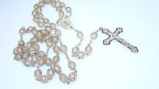 Ornate Vintage Double Capped Filigree Crystal Rosary Beads w Crucifix picture