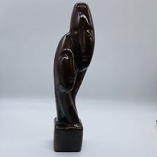 Modern Art Ceramic Sculpture of Intertwined Man and Woman Signed 12.5”T 2”W picture