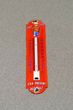VINTAGE 12” SMOKEY BEAR PORCELAIN THERMOMETER SIGN CAR GAS OIL TRUCK picture