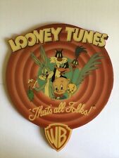 Vtg Looney Tunes Wall Art 90s Plaque That's All Folks Bugs Bunny & Cast picture