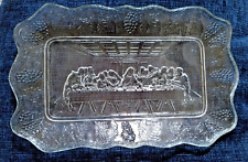 Last Supper Religious Glass Plate Bread Tray 11 X 7 Vintage Tiara Indiana Glass picture
