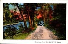 Postcard Greetings from Monmouth Car & Dirt Road Monmouth Maine ME 1936     S328 picture