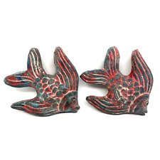 VTG Mexican Pottery Fish Terra Cotta Figurines Red Set of 2 Rustic picture