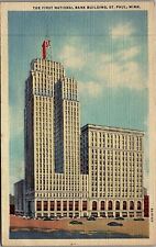1950 ST. PAUL MINNESOTA FIRST NATIONAL BANK BUILDING LINEN POSTCARD 29-55 picture
