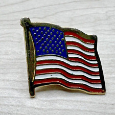 Vintage US American Flag Lapel Pin 3/4” Patriotic Hat Collar Pin Red White Blue picture