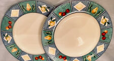 Mikasa Ultima Dinner Plates Fruit Mural Porcelain (2) 10-5/8