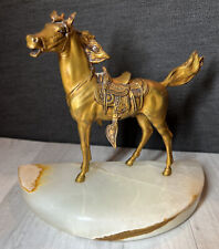 ANTIQUE JB Bronze Horse WESTERN HORSE STATUE SCULPTURE Marble Base Jennings Bros picture