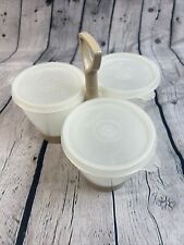 Vintage Tupperware 757-4 Condiment Serving Caddy Tan 3 Containers/Lids picture