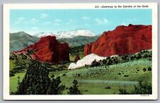 Gateway Garden Gods Rock Formations Snowcapped Mountains Historic VNG Postcard picture