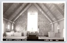 Siren Wisconsin~Bethany Lutheran Church Interior~Hymn Board~Pulpit & Pews~RPPC picture