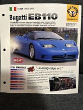 Bugatti EB110 (Italy 1992-1995) Spec Sheet 1998 HOT CARS Dream Machines #2.14 picture