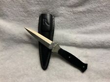 Rigid dagger Boot Knife Black Micarta handle w/ leather sheath USA picture