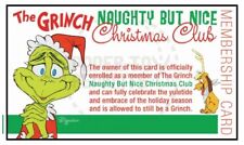 THE GRINCH NAUGHTY BUT NICE CHRISTMAS CLUB CARD - VINTAGE FANTASY - GREEN BAR picture