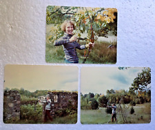 Vintage Estate Photo Lot Of 3 1970's Couple Shooting Guns Bow & Arrow In Field picture