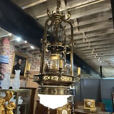 MONUMENTAL GOTHIC HUGE BRONZE CHANDELIER, FRENCH , Circa 1900 ADJUSTABLE RARE picture