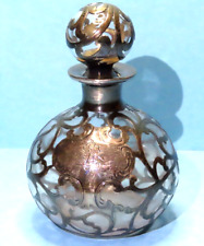 Antique ALVIN Sterling Silver 999 FINE Overlay on Glass PERFUME Toilet Bottle picture