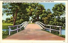 Concord MA-Massachusetts, Old North Bridge, Minute Man Statue Vintage Postcard picture
