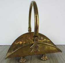 VTG Mini Brass Metal Log Holder Fireplace Hearth Trinket Dish Basket Maximalist picture