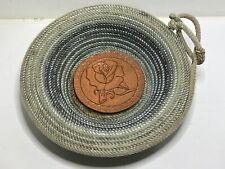 Lester's Lariats Handmade Western Lariat Rope Bowl Dish w/ Leather Accents 13