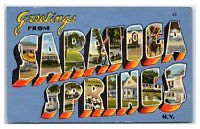 Postcard Greetings from Saratoga Springs NY large letter 1954 A23 picture