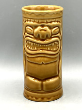Accoutrements 2001 Hawaiian Style Tiki Mug Tumbler Brown Gold Ceramic 5.5