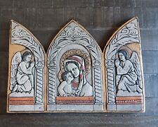 Antique Russian Type Orthodox Religious Hanging  Nonfolding wooden Triptych  picture