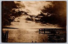 Cayuga New York~Cayuga Lake @ Night~Pier~1910 Sepia RPPC picture