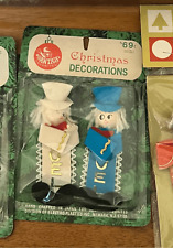 Vintage Christmas new old stock spun cotton, Santa pixies Japan decor kitsch picture
