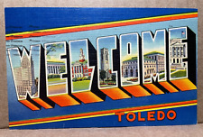 Postcard Welcome to Toledo Ohio Multi View Large Letter Vintage 1944 picture