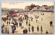 Postcard Atlantic City NJ Scene on the Beach at the Bathing Hour Posted 1913 picture