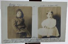 1907 Antique Real Photo Postcard 2 portraits of Children Undivided back picture