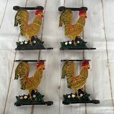 Lot of 4 Vintage Cast Iron Rooster Shelf Brackets picture