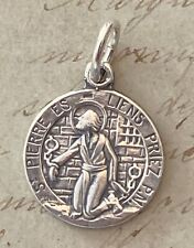 St Peter Medal - Patron of papacy, fisherman - Sterling Silver Antique Replica picture