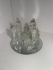 Chadwick Glass Nativity Mirrored Base Christmas Holiday 7 Piece Figurines Set picture