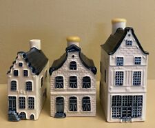 3 Vtg KLM Airlines Blue White Delft Canal Houses #’s 2 5 & 8 Empty Bols picture