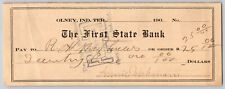 Olney, Oklahoma Indian Territory 1905 First State Bank Check - Ghost Town picture