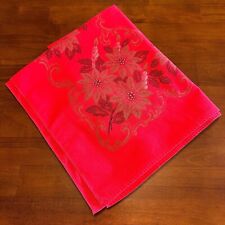 Vintage Wilendur Christmas Tablecloth with Poinsettias Candles picture