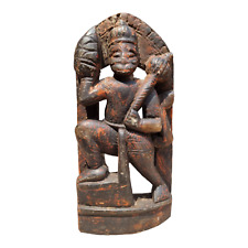 1850's Old Antique Black Stone Hand Carved Monkey God Hanuman ji Figure / Statue picture