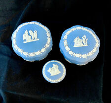 💥 Weekend SALE 💥 UK Fine Wedgwood Blue Jasperware  Set of 3 boxes picture