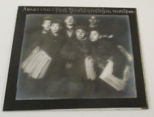 EARLY Vtg GLASS 'POSITIVE' PHOTO PLATE BROOKLYN NEWSIES NEWS BOYS POLISH TITLE picture
