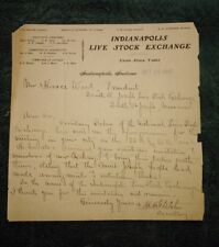 Indianapolis Live Stock Exchange Letter Dated Oct 19, 1901 picture