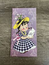 Vintage Birthday Card Girl In Dress Norcross Susie-Q, Used picture