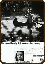 1971 AD COUNCIL ICONIC 70's INDIAN CRIES OVER POLLUTION Vintage Look Metal Sign  picture